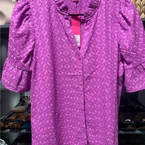 Lilly Pulitzer Fuchsia Eyelet Button Down